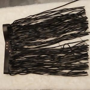 Faux leather tassle skirt